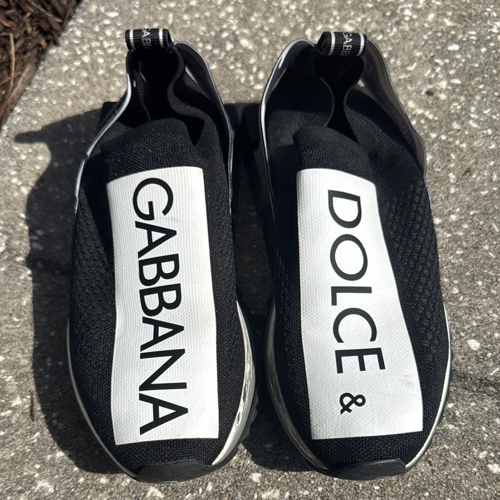 Dolce & Gabbana Black and White Slip-On Shoes